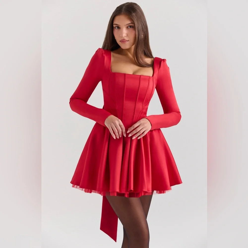House of CB Red Long Sleeve Dress - Picture 11 of 11